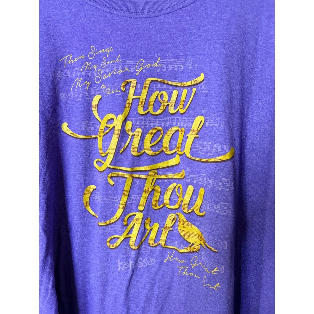 Kerusso How Great Thou Art Christian T-Shirt Purple Gold Hymn Graphic Tee 3XL